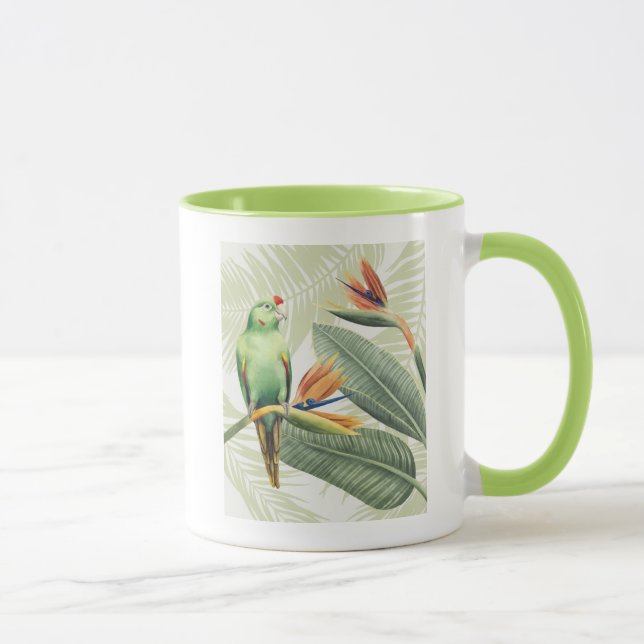 Palm Leaves With Green Bird Mug (Right)