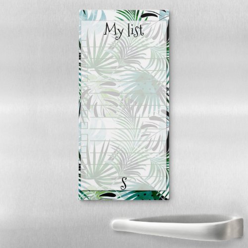 palm Leaves with monogram personalized tropical Magnetic Notepad