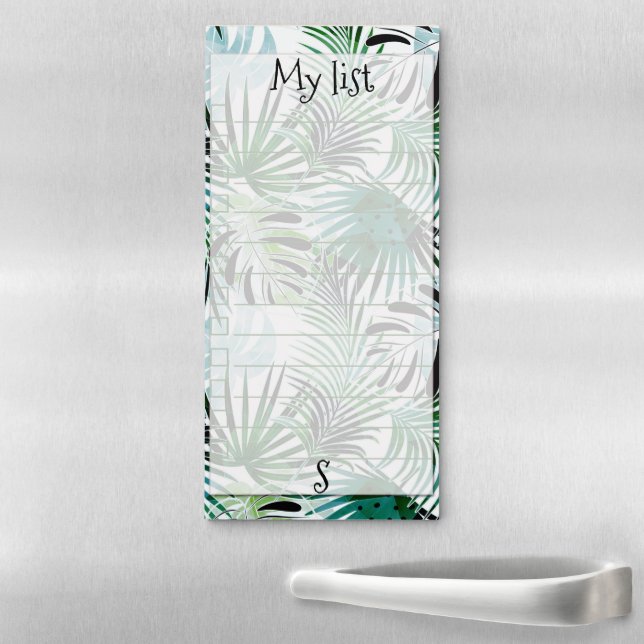 palm Leaves ,with monogram ,personalized ,tropical Magnetic Notepad (In Situ)