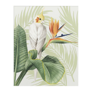 Palm Leaves With White Bird Acrylic Print
