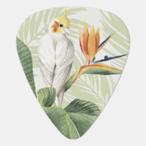Palm Leaves With White Bird Guitar Pick