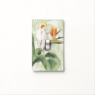 Palm Leaves With White Bird Light Switch Cover