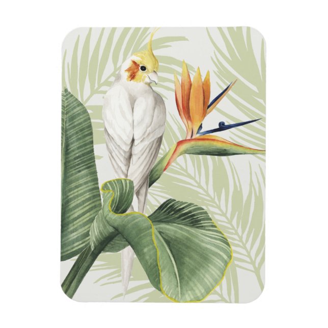 Palm Leaves With White Bird Magnet (Vertical)