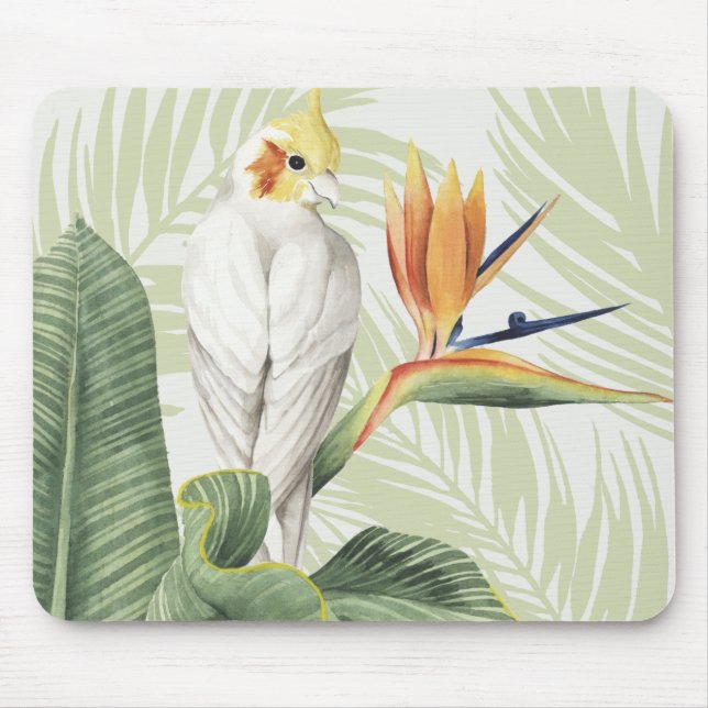 Palm Leaves With White Bird Mouse Pad (Front)