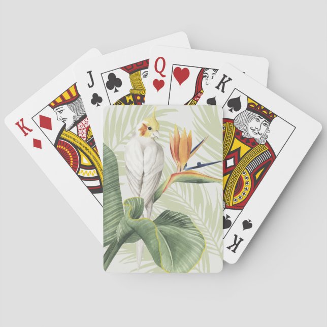 Palm Leaves With White Bird Poker Cards (Back)