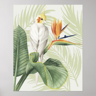 Palm Leaves With White Bird Poster