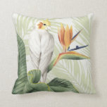 Palm Leaves With White Bird Throw Pillow<br><div class="desc">"Avian Paradise II" by Grace Popp. Palm Leaves With White Tropical Bird. | 157016GG</div>