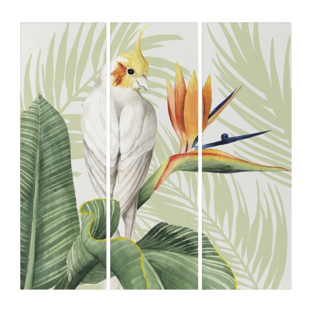 Palm Leaves With White Bird Triptych (Front)