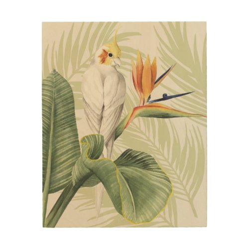Palm Leaves With White Bird Wood Wall Decor