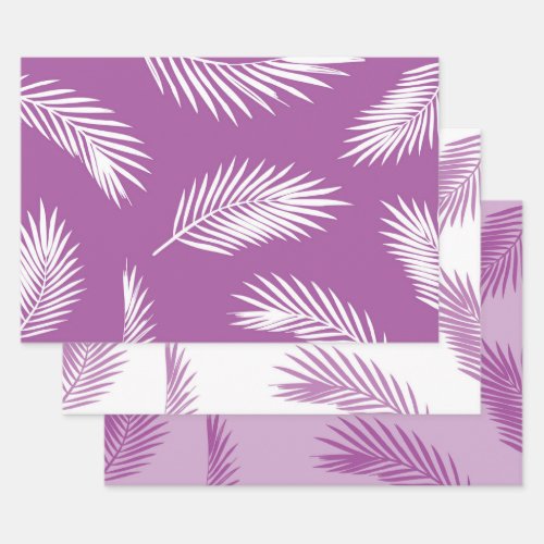 Palm Leaves Wrapping Paper Flat Sheet Set of 3