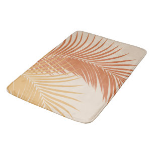 Palm Leaves Yellow Orange Vibes #1 #tropical #art Bath Mat