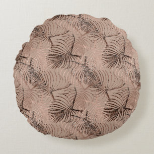 Palm Leo Animal Print Glam 1 Round Pillow