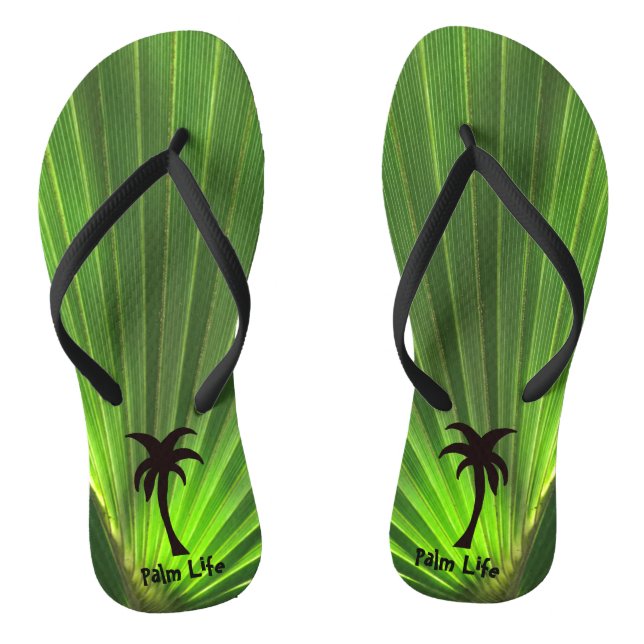 Palm Life | Green Palm Frond Palm Tree Unisex Flip Flops (Footbed)
