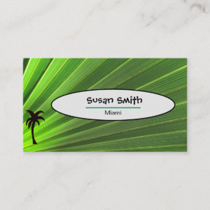 Palm Life Green Palm Frond with Palm Tree Business Card