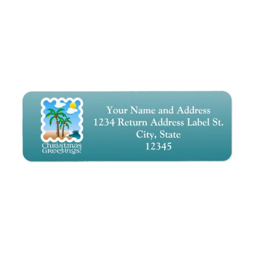 Palm Lights Beach Christmas Label