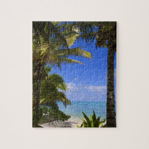 Palm lined beach Cook Islands 2 Jigsaw Puzzle