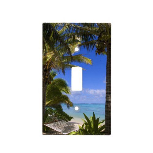 Palm lined beach Cook Islands 2 Light Switch Cover