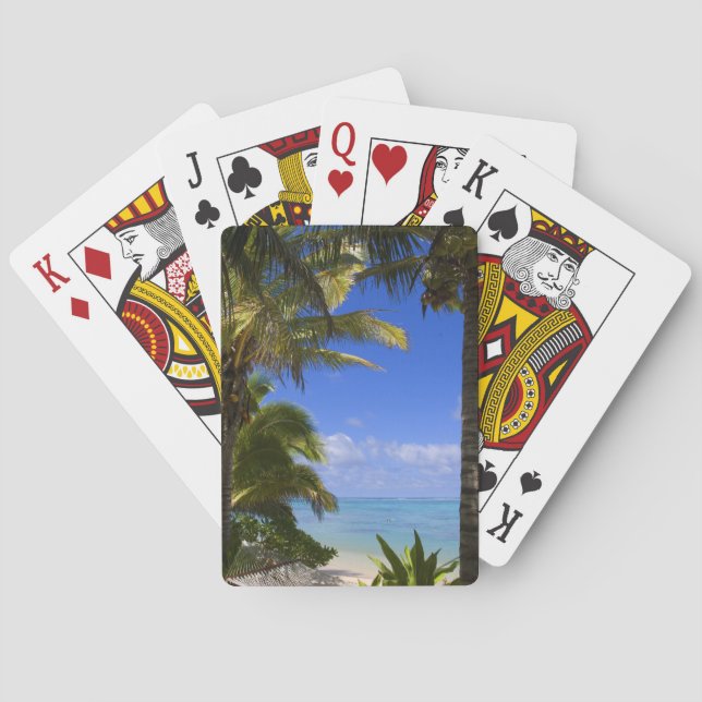 Palm lined beach Cook Islands 2 Poker Cards (Back)