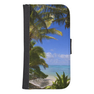 Palm lined beach Cook Islands 2 Samsung S4 Wallet Case