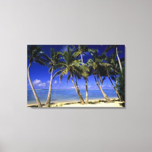 Palm lined beach Cook Islands 6 Canvas Print