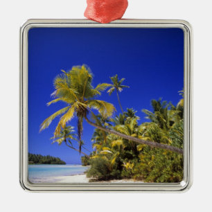 Palm lined beach Cook Islands 7 Metal Ornament