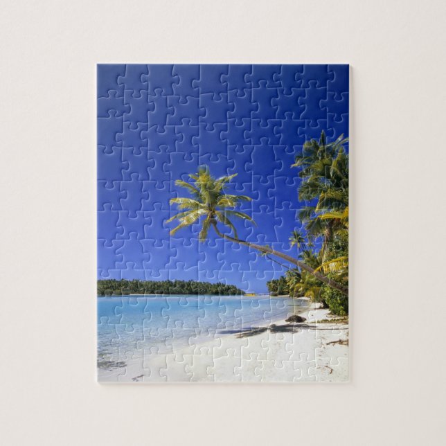 Palm lined beach Cook Islands Jigsaw Puzzle (Vertical)