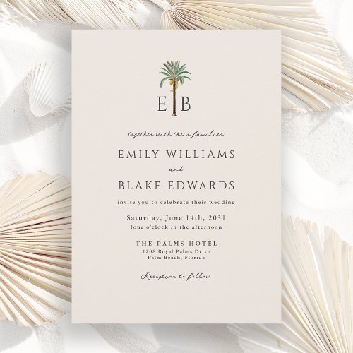 Palm Logo Elegant Tropical Monogram Wedding