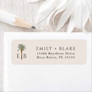 Palm Logo Tropical Monogram Personalized Label