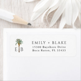 Palm Logo Tropical Monogram Personalized Label