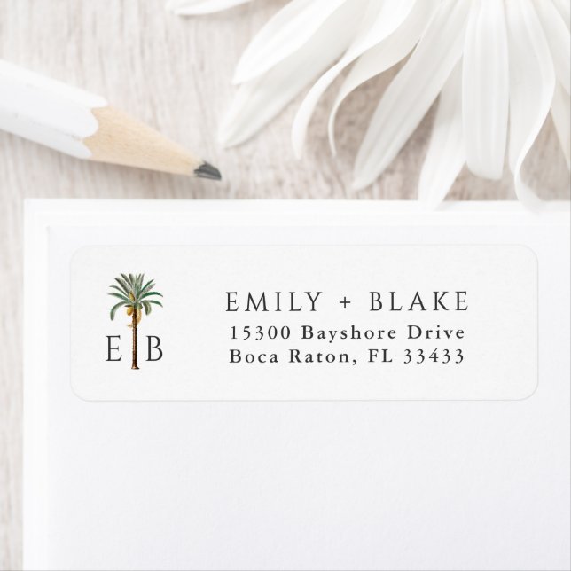 Palm Logo Tropical Monogram Personalized Label (Insitu)