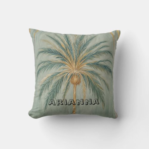 Palm Majesty Single Palm Tree Design Throw Pillow