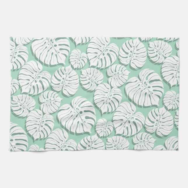 Palm monstera seamless pattern 3 kitchen towel (Horizontal)