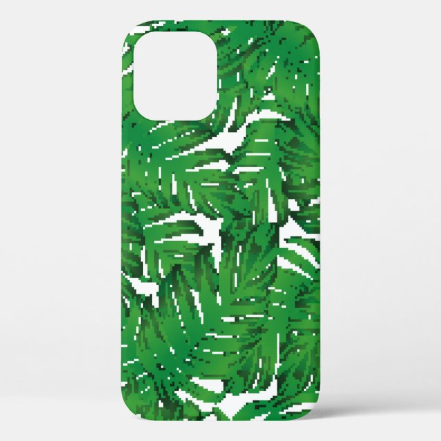 Palm Monstera Seamless Pattern. White Green Tropic Case-Mate iPhone Case (Back)