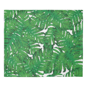 Palm Monstera Seamless Pattern. White Green Tropic Duvet Cover