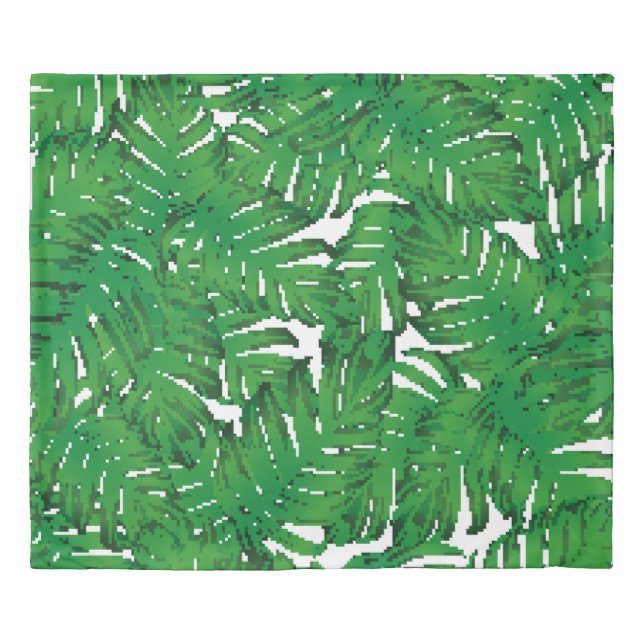 Palm Monstera Seamless Pattern. White Green Tropic Duvet Cover (Front)