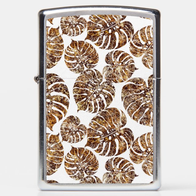 Palm monstera seamless pattern zippo lighter (Front)
