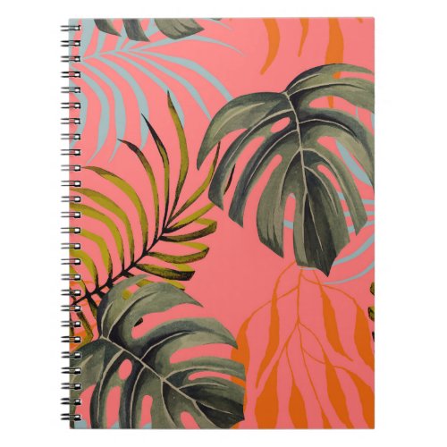 Palm Monstera Tropical Watercolor Pattern Notebook
