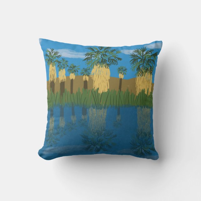 Palm Oasis Coachella Valley Desert California Throw Pillow (Front)