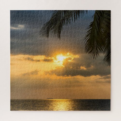 Palm On Sunset Jigsaw Puzzle