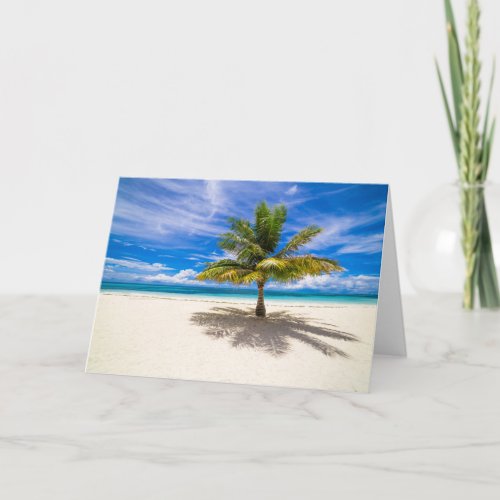 Palm on White Sand Beach Card