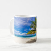 Palm on White Sand Beach Coffee Mug (Front Left)