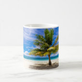 Palm on White Sand Beach Coffee Mug (Center)