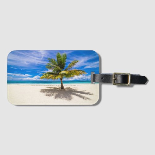 Palm on White Sand Beach Luggage Tag