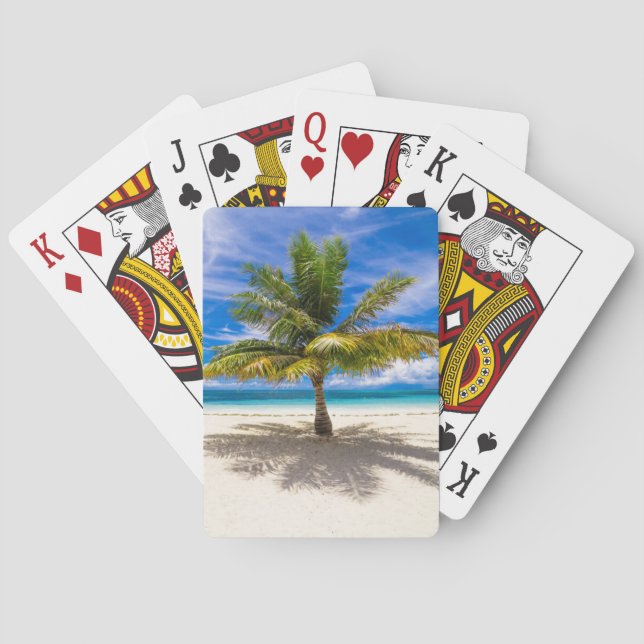 Palm on White Sand Beach Poker Cards (Back)