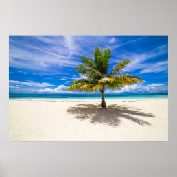 Palm on White Sand Beach Poster