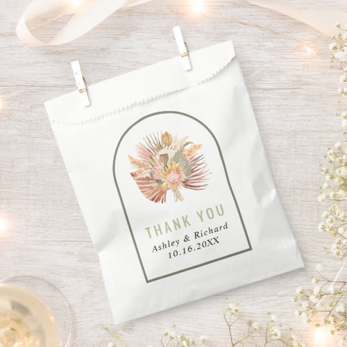 Palm pampas grass green arch Thank You wedding Favor Bag