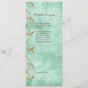 Palm Paradise  - Blue Green Wedding Program Card