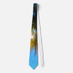 Palm Paradise Blue Sky Sunshine Tie
