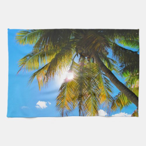 Palm Paradise Blue Sky Sunshine Towel