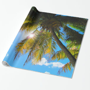 Palm Paradise Blue Sky Sunshine Wrapping Paper